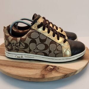 Coach Brown and Gold Sneakers